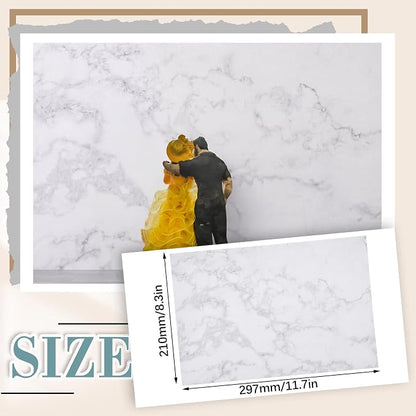 Flutesan 12 Pcs Miniature Dollhouse Wallpaper and Flooring Peel and Stick Mini DIY Self Adhesive Dollhouse Accessories 8.27 x 11.69 Inch (Marble Pattern Style)