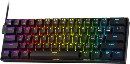 Redragon K617 HE Wired Hall-Effect Rapid Trigger Magnetic Gaming Keyboard | 8K Polling Adjustable Actuation, 61 Keys Design for More Room to Aim, Swap-Ready Socket for Mod, RGB Pro Software Supported