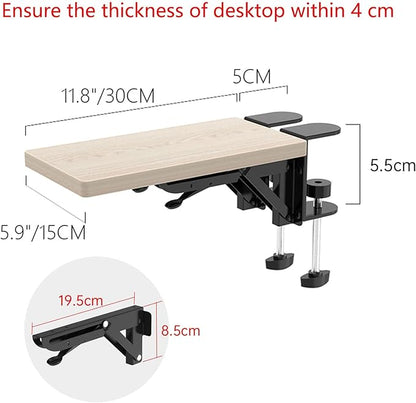 Ergonomics Desk Extender Tray, 11.8"x5.9" Punch-Free Clamp on, Foldable Keyboard Drawer Tray, Table Mount Arm Wrist Rest Shelf, Computer Elbow Arm Support