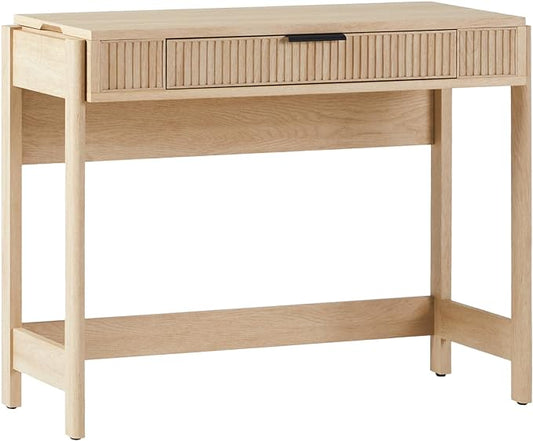 Walker Edison Office Writing and Computer Desk Spacious Desktop, Complementary in Living Spaces, 38 Inch, Reeded Lift-Top Coastal Oak