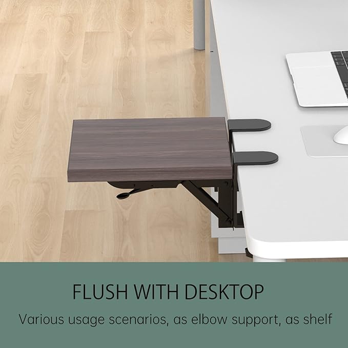 Ergonomics Desk Extender Tray, 9.5"x9.1" Punch-Free Clamp on, Foldable Keyboard Drawer Tray, Table Mount Arm Wrist Rest Shelf, Computer Elbow Arm Support
