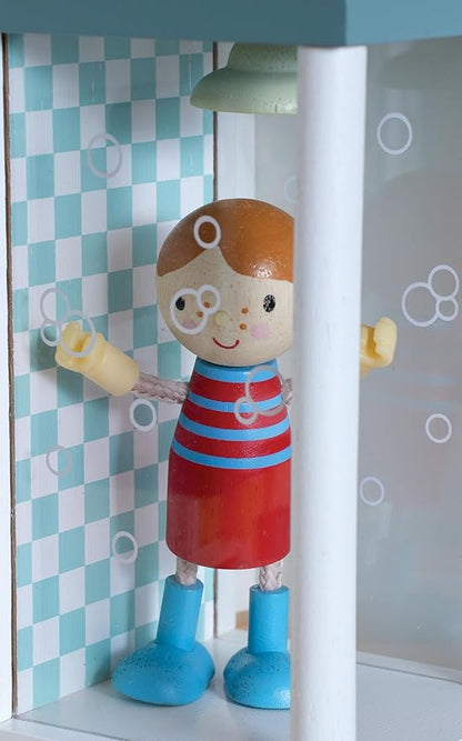 Tender Leaf Toys - Doll Family - Cute Wooden Flexible Doll Family for Kid's Dollhouse, Four Pcs of Multicultural Mom, Dad, Boy and Girl - Age 3+