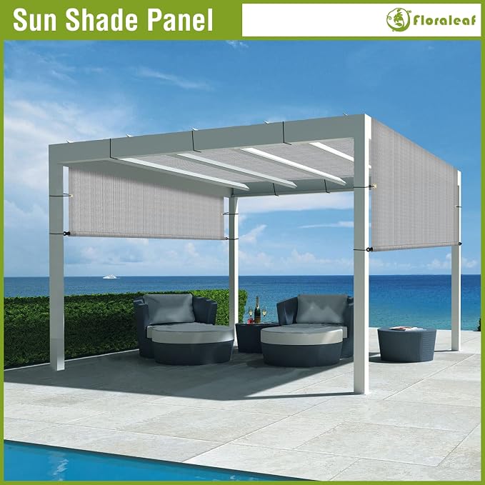 13' × 13' Pergola Shade Cover Universal Replacement Canopy Cover Outdoor Durable Fabric Sun Shade Cloth for Deck Patio Porch Backyard Gazebo with Grommets & Weighted Rods, Light Gray