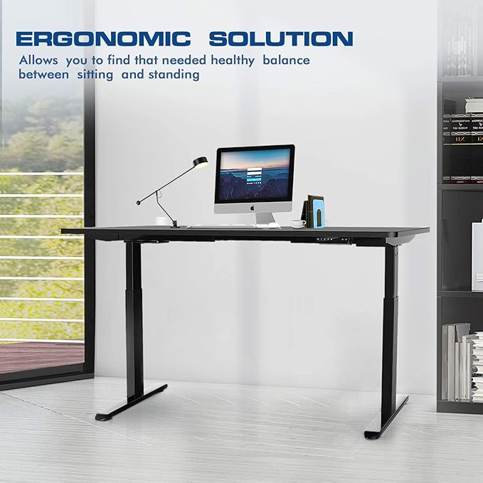 AIMEZO Heavy Duty Standing Desk Frame, Dual Motor Electric Height Adjustable Sit Stand Desk Frame with 4 Memory Preset Button, USB Charging Port for Home Office (2 Tier Legs, Black)