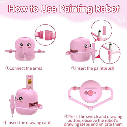 Drawing Robot for Kids, Voice Interactive Educational Drawing Robot, Montessori Painting Learning Toys with 150 Cards, Christmas Birthday Party Gift for 3 4 5 6 7 8 Years Old Girls Boys