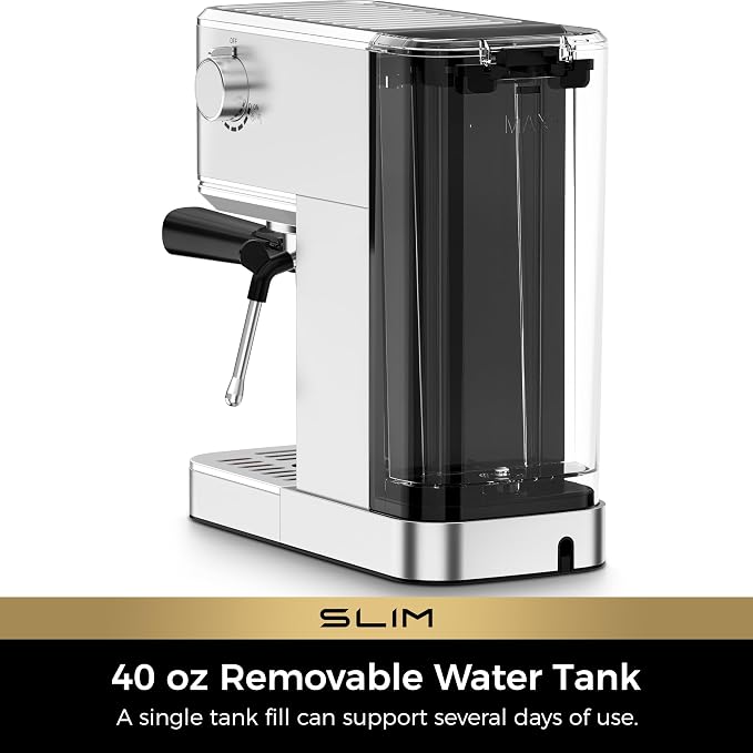 CHULUX Slim Espresso Machine with Milk Frother for Home Cappuccino & Latte | Precise Pressure Gauge, Food-Grade Materials, 20 Bar Italian Pump, Professional Temperature Control System, Stainless Steel