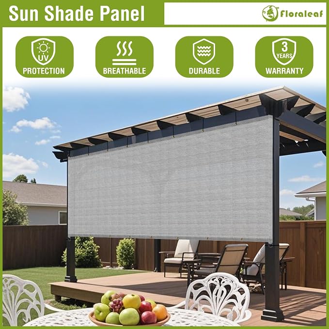 13' × 26' Pergola Shade Cover Universal Replacement Canopy Cover Outdoor Durable Fabric Sun Shade Cloth for Deck Patio Porch Backyard Gazebo with Grommets & Weighted Rods, Light Gray