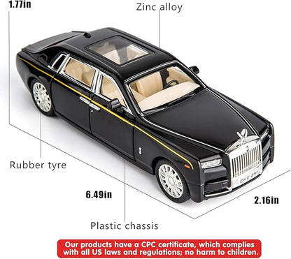 BDTCTK 1/32 Rolls-Royce Phantom Model Car,Zinc Alloy Pull Back Toy car with Sound and Light for Kids Boy Girl Gift (Black)