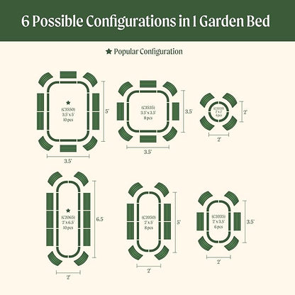 Vego garden 26" Extra Tall Raised Garden Bed Kits, 6 in 1 Modular Raised Planter Box for Vegetables Flowers Fruits Oval Metal Raised Garden-Olive Green
