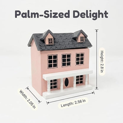 Miniature Villa Model Wooden Tiny House Compact Dollhouse Mini House Storage Decoration Ornament Accessory for Tabletop Display