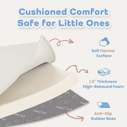 1.5" Thick Padded Baby Play Mat for Floor Tummy Time, Pro Soft Foam Activity Playroom Playmats, Easy Care with Non-Slip Safe for Infant Toddlers Crawling 79"x 79" (Cream)