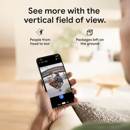 Google Nest Doorbell (Battery) - Ivy | 6x digital zoom video doorbell, HD, 24/7 live view, Night vision, HDR, works with Google Home & Gemini