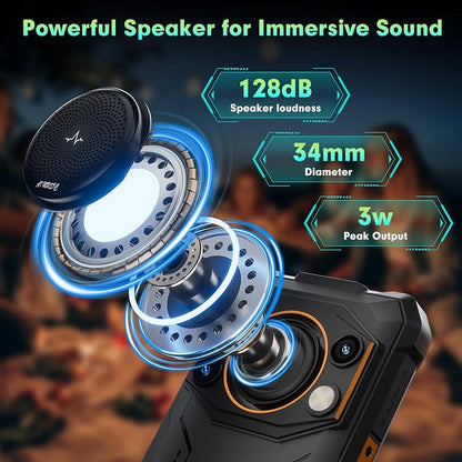 FOSSIBOT F110L Android 15 Rugged Smartphone, 12GB+128GB /2TB Rugged Call Phone, 10000mAh Unlocked Phone 128dB Loud Volume 6.745" 50MP Camera Waterproof Smartphone 4G Dual SIM/Camping Light (Gray)