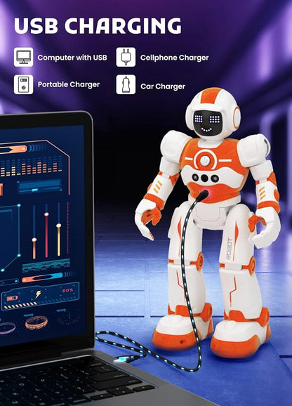 Robot Toys for Kids,Programmable Remote Control Smart Walking Dancing Robot Toy with Gesture & Sensing for Age 4 5 6 7 8 9 10 Year Old Boys Girls for Birthday Present,Orange