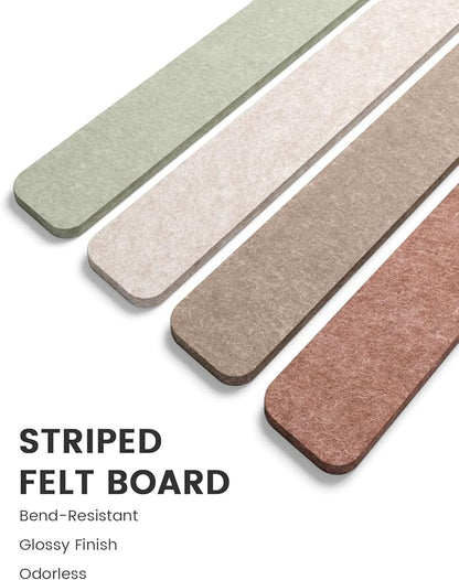 Fluxynara 13" x 2" Felt Wall Panels, Boho | 5-Pack Cork Board Alternative with 35 Push Pins, Adhesive Mounting for Bedroom Door or Home Office