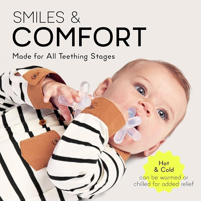 Moonlight Silicone Teethers for Babies, Baby Teether for Infants, Toddlers, Newborns, Dishwasher and Freezer-Safe Teething Toy, White - Moonjax
