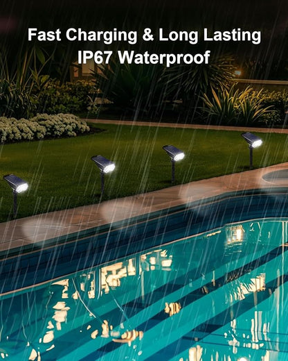 2 Pack Solar Spot Lights Outdoor Waterproof, 20 LEDs Bright Landscape Spotlights Dusk to Dawn, Cool White Adjustable Uplights for Yard Tree House Garden Wall Pathway, IP65