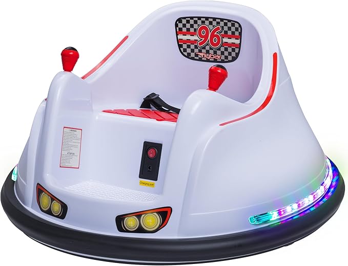 FunPark 6V Electric Bumper Car Ride-On for Toddlers, Ages 1.5–4 Years, LED Lights, 360° Spin, Supports up to 66 lbs (No Remote)