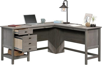 Sauder Cottage Road L-Desk, L: 65.12" x W: 58.66" x H: 29.76", Mystic Oak finish