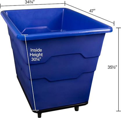 ReadySpace Commercial 16 Bushel Utility Cart with Steel Base, Poly Box Basket Truck, Laundry Cart, and Rolling Trash Bin, 47-Inch x 34.75-Inch x 35.5-Inch, 1000 Pound Weight Capacity, Red