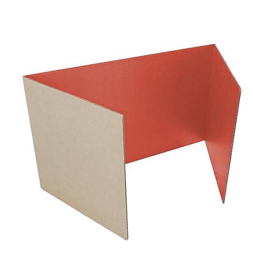Flipside Products 18”x 48” Red Study Carrel, Privacy Boards, Student Privacy and Focus Booth for The Classroom, Desk Divider Cubby for Tests, Made in USA - 12 Pack