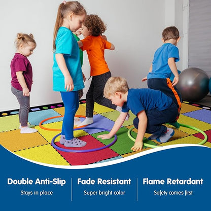 Booooom Jackson Ultra Thick Nylon Classroom Rug Elementary,13'x7'7'' Large Classroom Carpet Preschool Seating Rug for School, Colorful Classroom Rug for Class with 0.5'' Non-Slip Backing
