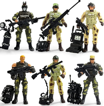 Army Men Toy Soldiers, 6 Pcs Army Men Action Figure for Boy 4-7, US Army Men and SWAT Team Toy with Military Weapons Accessories for Toddler Boy