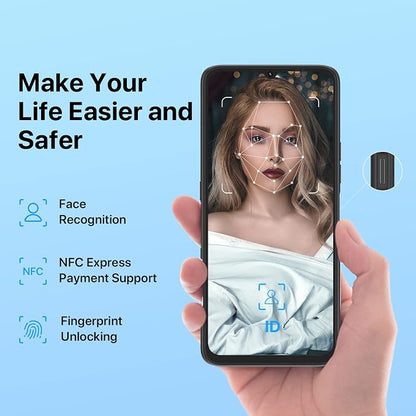 UMIDIGI Power 7 MAX Unlocked Cell Phone,6GB+128GB 10000mAh Battery,6.7" Full Screen + 48MP AI Triple Camera Android Smartphone,NFC,GPS,Face & Fingerprint,BLE 5.0, WiFi 2.4GHz/5GHz,Warranty,Black