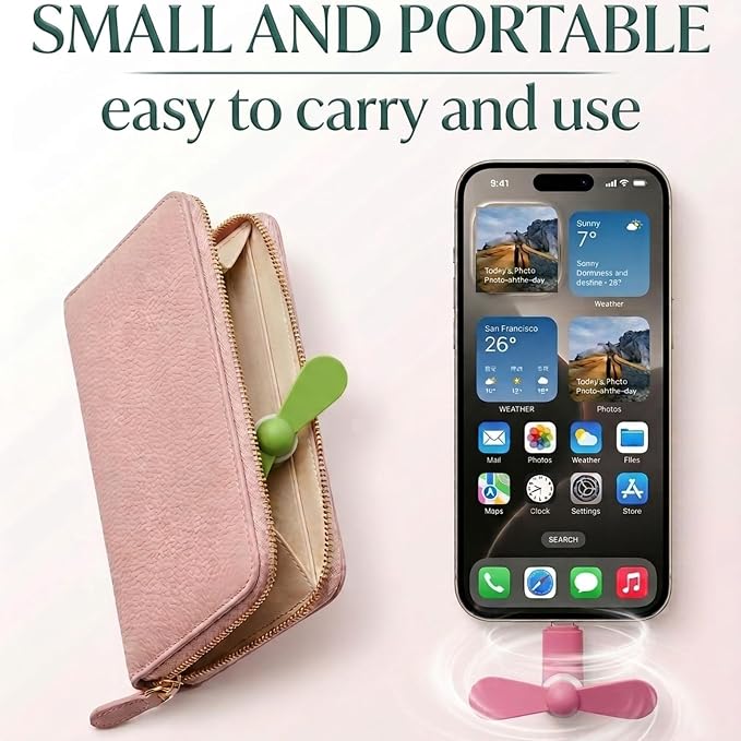 6Pack Type USB C Tiny Portable Phone Fan, Compatible with Apple iPhone 16/16p/16promax 15/15 Pro /15 Pro Max, Compatible with Samsung Galaxy S24 / S23 / 23 Ultra/ 24 Ultra/25 Ultra