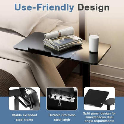 Adjustable Standing Desk Rolling Laptop Table with Wheels, Black | Tiltable Desktop Design for Comfortable Work, Reading and Study Spaces
