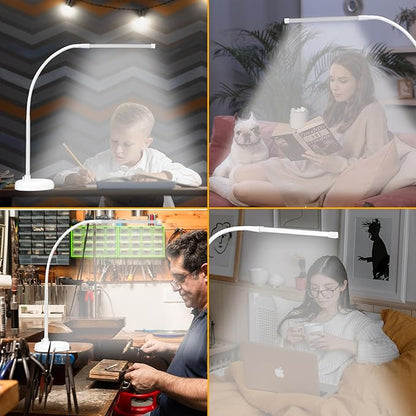 LED Desk Lamp, Swing Arm Architect Task Lamp with Long Flexible Gooseneck, Heavy Base, 3 Color Modes, 10 Brightness Levels, and USB Adapter, Desk Light for Home/Office/Drafting/Reading