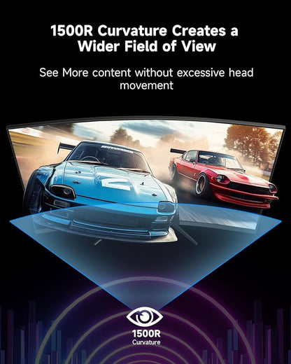 KTC 32 Inch Curved Gaming Monitor, QHD 2560x1440 180Hz Curve Monitors 1500R, Up to 185Hz, 1MS w/Adaptive Sync, 5000:1, HDMI Displayport, Tiltable, Eye Care, Vesa Mount H32S5