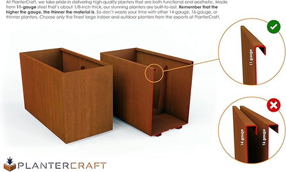 Plantercraft Large Rectangular Planters for Outdoor Plants | 84x24x36 Extra Large Corten Steel Planter Box | Heavy Duty Metal Planter for Commercial and Residential Landscaping & Privacy Screens
