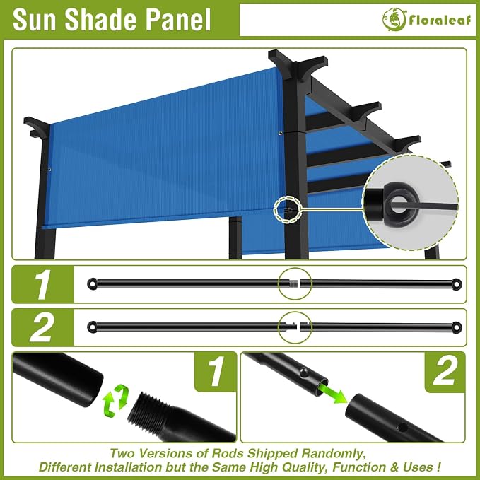 16' × 39' Pergola Shade Cover Universal Replacement Canopy Cover Outdoor Durable Fabric Sun Shade Cloth for Deck Patio Porch Backyard Gazebo with Grommets & Weighted Rods, Blue