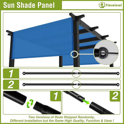 16' × 39' Pergola Shade Cover Universal Replacement Canopy Cover Outdoor Durable Fabric Sun Shade Cloth for Deck Patio Porch Backyard Gazebo with Grommets & Weighted Rods, Blue