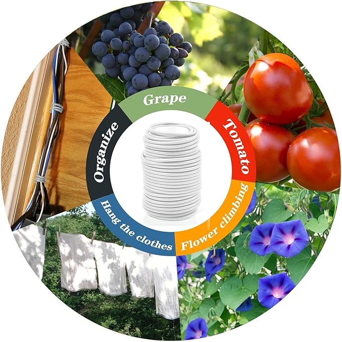 Decoroca Soft Plant Ties for Support - 65.6' Reusable Waterproof Plant Wire, Garden Twist, for Indoor & Outdoor Plants and Home Organizing（1pc/White）