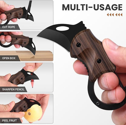 FUNBRO Small Pocket Knife for Men | Cool Box Cutter with 1.34 inch Sharp Blade, EDC Knives Tool for Everyday Carry (Wood Grain)