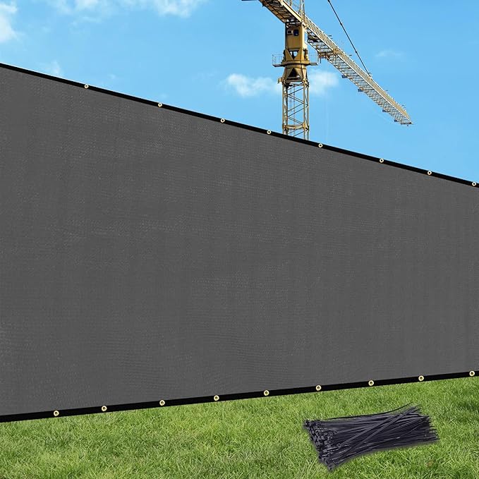 UPGRADE Privacy Fence Screen 5'x47' Dark Grey Outdoor 90% Visibility Blockage 170 GSM Mesh Shade Cover Panels for Backyard,Balcony,Home Decoration with Zip Ties,Customized Avaliable
