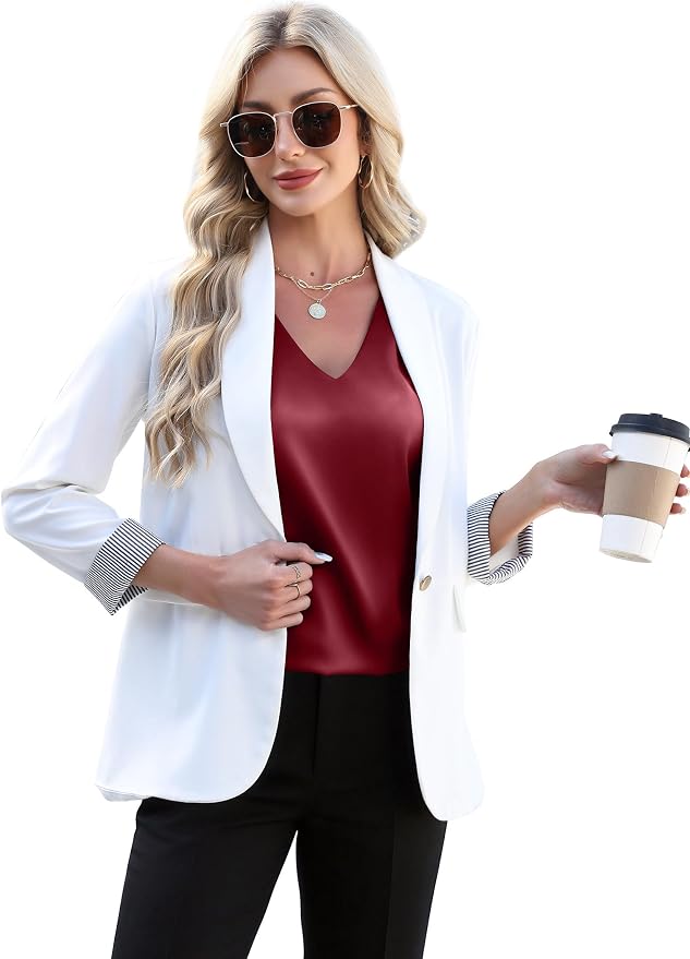 WIHOLL Womens Satin Summer Tops Cap Short Sleeve Blouses V Neck Shirts Business Casual Outfits Fashion Clothing 2026