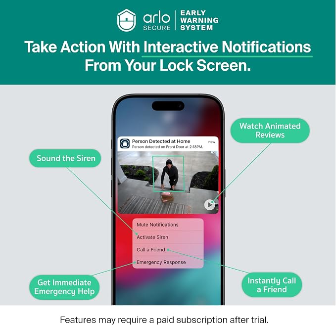 Arlo Essential XL Security Camera 2K (3rd Gen, 2025 Release) - Wireless Outdoor Camera, 4X Longer Battery, Person Recognition, Package Detection, Animated Preview, 1-Mo. Trial of Secure Plan, 1 Cam
