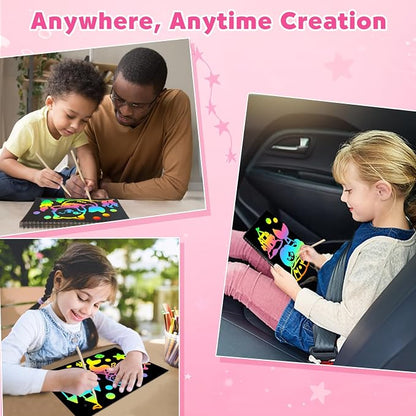 ZMLM Scratch Paper Art Craft: 2 Pack Rainbow Scratch Set for 3 4 5 6 7 8 9 10 Years Old Girls Boys Students Drawing Coloring Black Magic Art Supplies Kits Gifts School Birthday Party Toys (Mermaid)