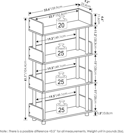 Furinno Turn-N-Tube 4-Tier Toolless Display Rack, Amber Pine/Black