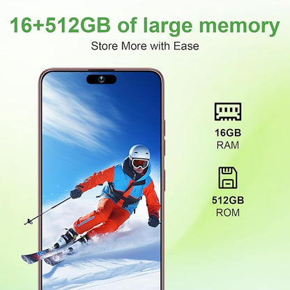 17 PMAX Unlocked Cell Phone,16GB+512GB Smartphone,6.99" HD Screen Android 15 5G Phones,Battery 7000mAh Android The Phone,Fingerprint Button Unlock/GPS/Face ID/Dual SIM/5G (Wine Red)
