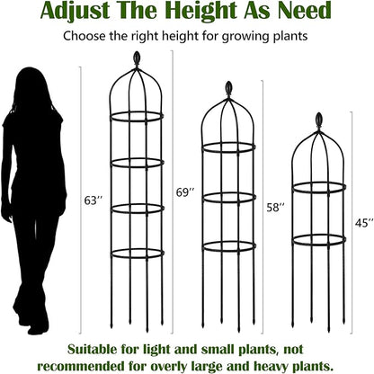 Garden Obelisk Trellis for Climbing Plants Outdoor 6 Ft Rose Bush Round Trellis for Pots Rustproof Metal Plant Flower Trellises for Clematis Vine Jasmine Support Outdoor Indoor