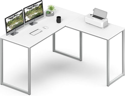 SHW Mission 48 x 48 L-Shape Home Office Computer Desk, White | Reversible Desktop Design