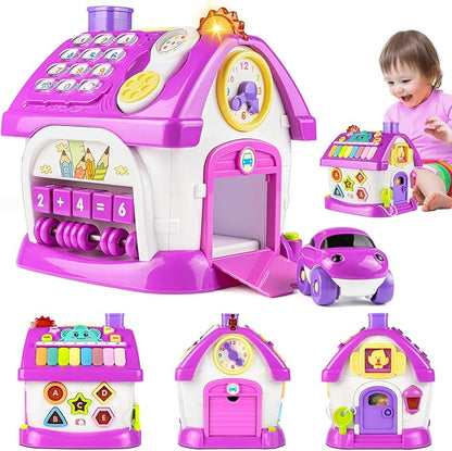 Marstone Toys for 1-2 Year Old Girls, Purple 8-in-1 Musical Learning House | One year old girl birthday gifts for toddler toys, combines learning & play to hold little ones’ focus and keep them occupied