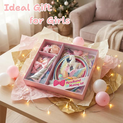 kyrathia DIY Headband Making Kit, Hair Accessories for Girls, Arts and Crafts for Kids Ages 6-8, Make Your Own Unicorn Headband Kit,Birthday Gifts for 5 6 7 8-12 Year Old Girl