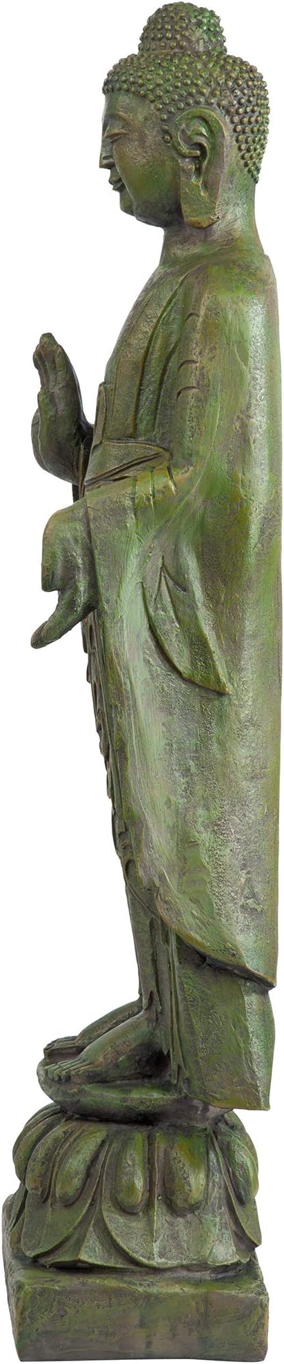 Design Toscano Enlightened One Asian Decor Indoor/Outdoor Garden Statue, 12 inches Wide, 40 inches Tall, Cast Stone Resin, Green Bronze Finish