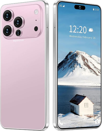 17 PMAX Unlocked Cell Phone,16GB+512GB Smartphone,6.99" HD Screen Android 15 5G Phones,Battery 7000mAh Android The Phone,Fingerprint Button Unlock/GPS/Face ID/Dual SIM/5G (Pink)