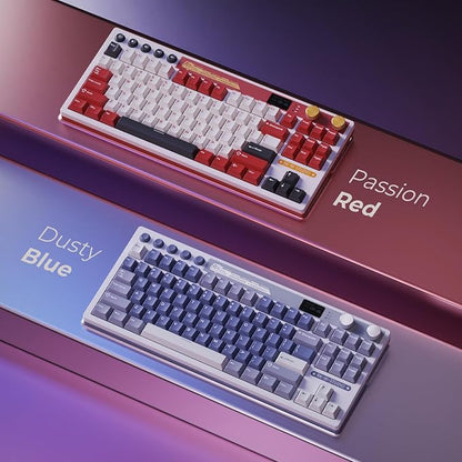 RK ROYAL KLUDGE M87 Wireless Gaming Keyboard with Screen & Dual Knobs, Red | Bluetooth/2.4G/Wired, Hot Swappable Cream Switches, 5-Layer Noise Dampening Gasket Structure,Compact 75% Size for PC/WIN/Mac
